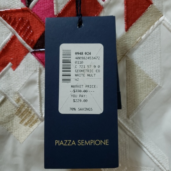 Piazza Sempione White Organic Poplin Bided Top Blouse  NWT size 42/ US 6 - Picture 8 of 9